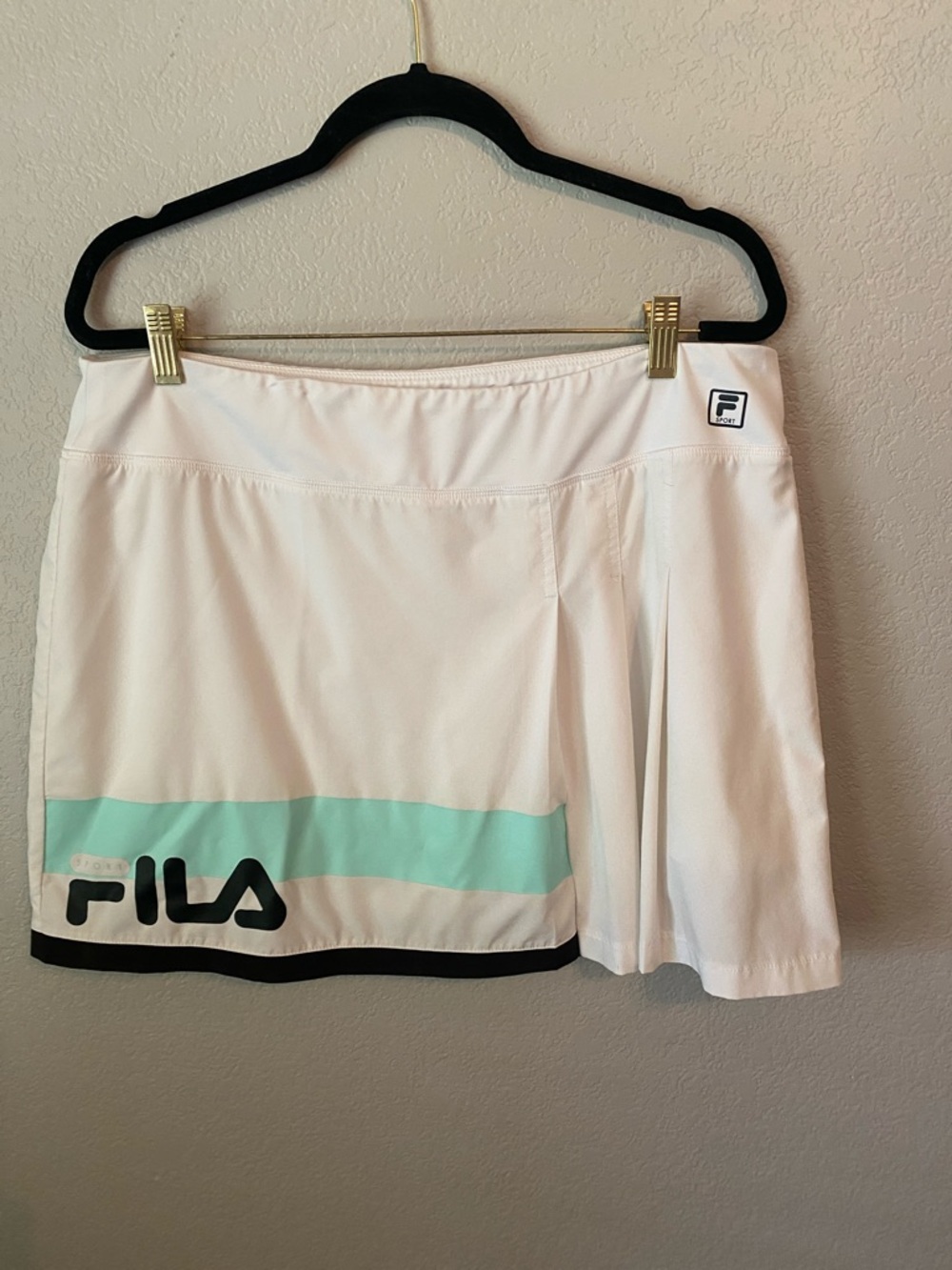 Fila White Tennis Skort with Mint Stripe and Black Trim